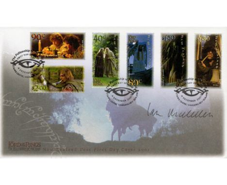 Ian McKellen signed 2001 New Zealand Lord of the Rings Fellowship of the Ring FDC. Good condition. All autographs come with a