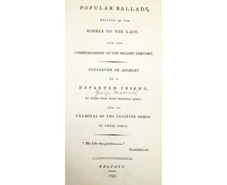 Irish Music: [Maxwell (G.)]&nbsp;Popular Ballads Written in the Middle of the Last and Commencement of the Present Century,&n