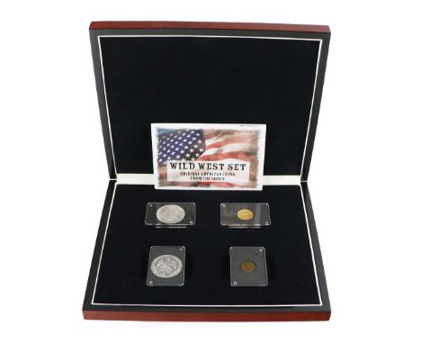 Coins: Dublin Mint Office,&nbsp;Wild West Set, a cased group of four original American Coins from the 1800's including a Morg