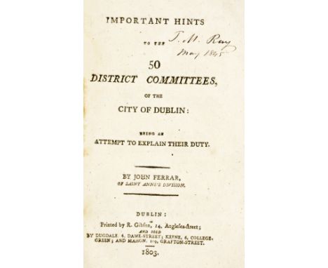 Thomas Mathew Ray's Copy Pamphlet: Ferrar (John) St. Anne's Division.&nbsp;Important Hints to the 50 District Committees of t