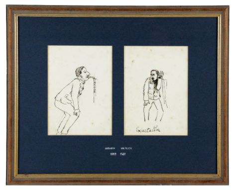Original Black and White Sketches  Butler (Henry) Two original pen and ink Sketches of Gentlemen, 'Expectation,' one drinking