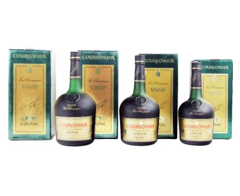 Cognac: Fine Champagne VSOP Courvoisier Napoleon, 3 - litre Bottles and a 700 ml Bottle, all boxed. (4)