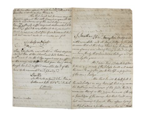Oath taken by a Scholar of Winchester College An 18th Century Manuscript text of oath taken by Jonathan Cope (Jonathan Cope o