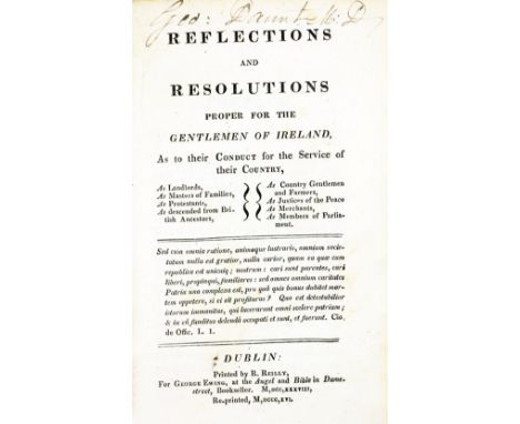 Binding: [(R.E.M.) [Madden (Samuel)]&nbsp;Reflections and Resolutions Proper for the Gentleman of Ireland, 8vo D. (R. Reilly 