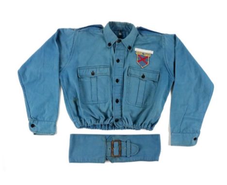 Rare Ladies Blue Shirt Uniform  Fine Gael [Army Comrades].&nbsp; A woman’s Blue Shirt with elasticated waist, bearing Fine Ga
