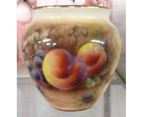 A small Royal Worcester hand painted fruit vase signed P.D. Love