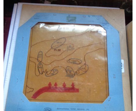 A small quantity of 1970's projector acetates depicting strategies of the Battle of El Alamein