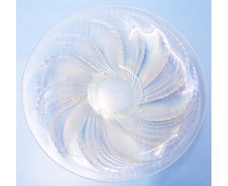 A 1930's R. Lalique Fleurons opalescent dish with sand etched mark