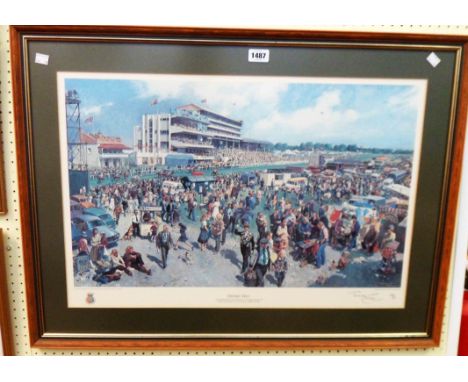 †Terence Cuneo: a framed signed limited edition coloured print, entitled Derby Day, being an official commemorative from the 