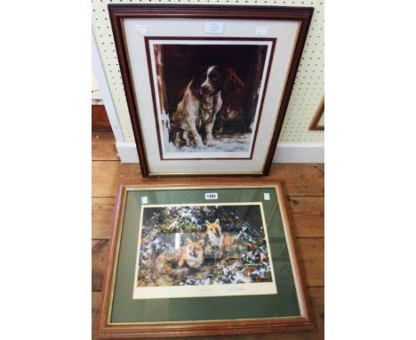 †David Shepherd: a framed limited edition coloured print, entitled Winter Foxes - signed - sold with Mike Causton: limited ed