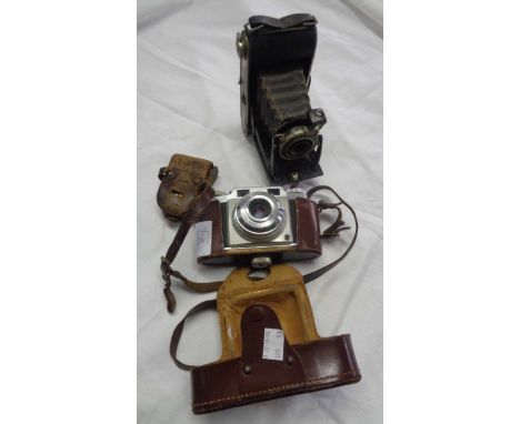 A vintage Agfa folding camera - sold with Agfa Super Silette camera and a light meter