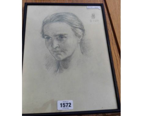 Lisa Stillman: a framed pencil portrait of Mary Maddocks Rossetti - signed with monogram and dated 1937 - various research do