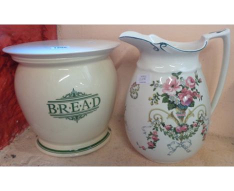A large ceramic bread crock and lid - sold with a Poutney's of Bristol toilet jug