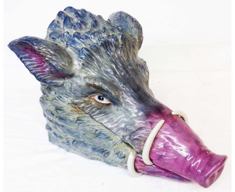 A large ceramic tureen in the form of a boar's head - one tusk a/f