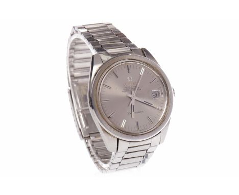 GENTLEMAN'S OMEGA AUTOMATIC CHRONOMETER SEAMASTER STAINLESS STEEL WRIST WATCHthe round grey dial with applied stainless steel