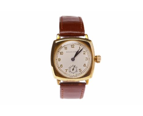 GENTLEMAN'S ROLEX OYSTER PRECISION NINE CARAT GOLD MANUAL WIND WRIST WATCHthe round white dial with applied gold Arabic numer