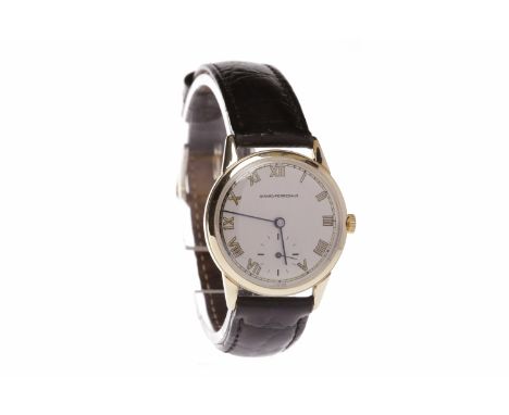 MID SIZE GIRARD-PERREGAUX MANUAL WIND WRIST WATCHthe round dial with gold coloured Roman numerals, sunken subsidiary seconds 