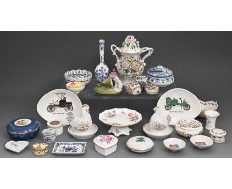 Miscellaneous decorative ceramics, 19th c and later, to include a Derby two hand pot pourri vase and cover applied with flowe