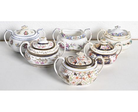 Six Charles Bourne London-shape sucriers, all but one with covers, c. 1820-1825,&nbsp;pattern numbers 5, 245, 350, 552, 640, 