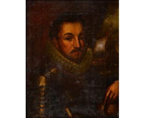 English School - Portrait of Sir Walter Raleigh, oil on canvas, 34.5cm x 27cm  A 19th century evocation in poor condition wit