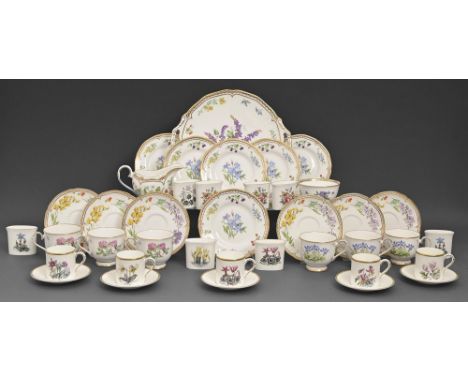 A Royal Worcester Sandringham pattern tea, coffee, and dessert service, 1991, dessert dish 31cm over handles, printed mark  F