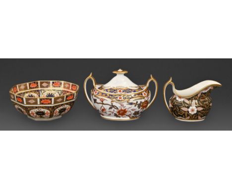 A Spode bone china Japan pattern sucrier and cover, c.1820, painted mark and pattern no.2692, a Royal Crown Derby Imari patte