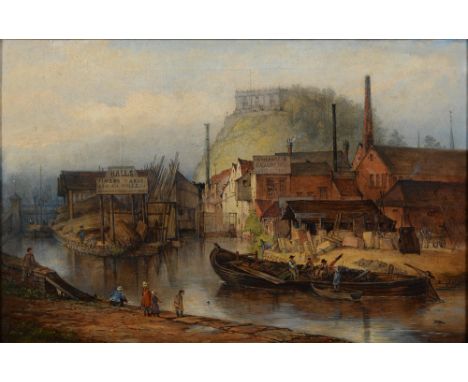 George Meekyn (1831-1909) - Nottingham Castle from Fothergill's Basin, where the River Leen and the canal met, signed and dat