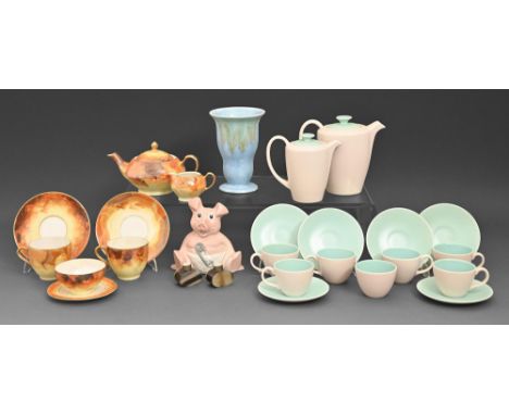 A Poole Pottery coffee service, c.1960, and miscellaneous other ceramics, including a Beswick vase, Natwest pig, and Czechosl