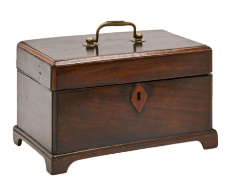 A Victorian mahogany tea caddy, with brass handle and later escutcheon, interior altered,&nbsp;with engraving 'Valley of the 