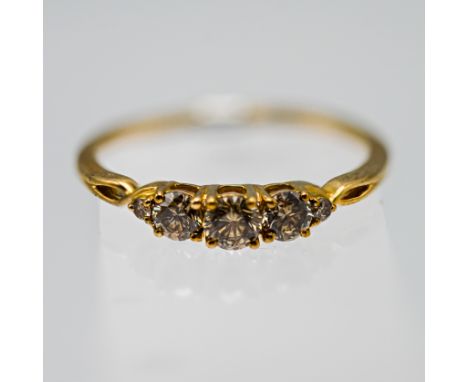 Gemporia, a 9k yellow gold Cocoa diamond ring, size S, with certificate of authenticity.