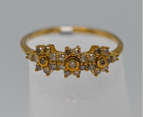 Gemporia, a 9k yellow gold champagne diamond ring, size S, with certificate of authenticity.