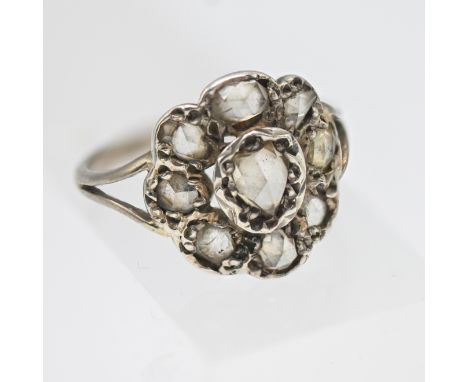 A diamond ring possibly Georgian, size P/Q (not hallmarked).