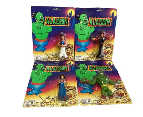 Selection of action figures including Tiny Tuffys Wild West, Bubble Man, Aladdin (complete set) and others (9)