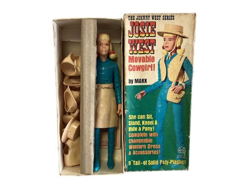 Marx Toys (c1960's) The Johnny West Series Josie West 9 " Cowgirl action figure, with accessories (watch missing), boxed with