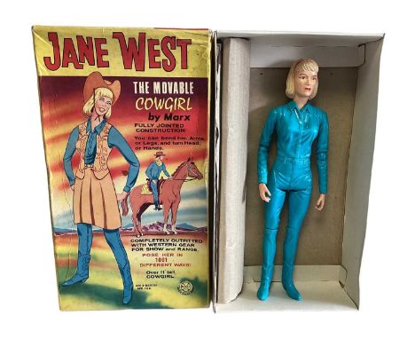 Marx Toys (c1960's) Jane West 11" Cowgirl action figure with accessories (missing cartridge belt with holster &amp; pistol), 