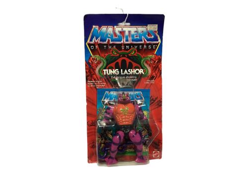 Mattel (c1985) Masters of the Universe Tung Lashor 5" action figure, on card (splitting to bottom edge) with bubblepack No.23
