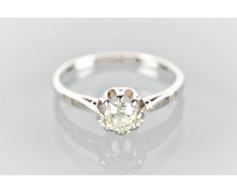 DIAMOND SOLITAIRE RING
the old cushion cut stone of approximately 0.25 carats, in an unmarked white setting, size K-L