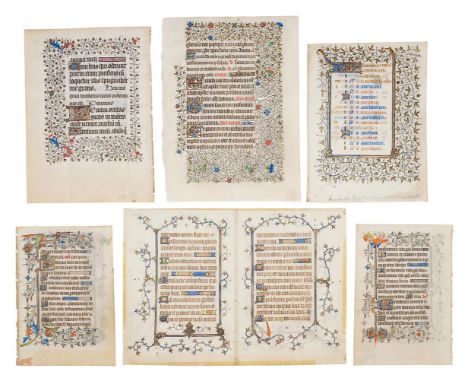 Collection of leaves from early French Books of Hours, in Latin, illuminated manuscripts on parchment [first half of fifteent