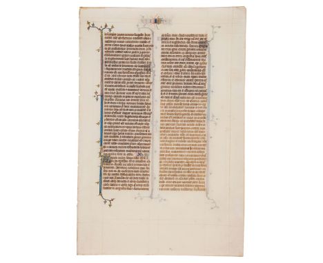 Leaf from the St Albans Abbey Bible, in Latin, illuminated manuscript on parchment[northern France (Paris), c. 1330] Single l