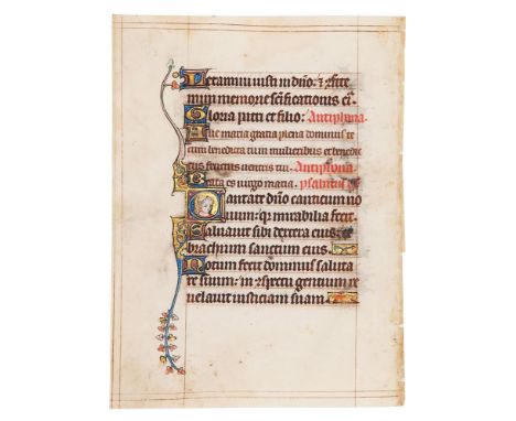 Leaf from a finely illuminated Psalter, in Latin, illuminated manuscript on parchment [southern Netherlands, late thirteenth 