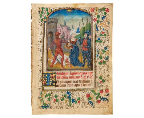 Leaf from a Book of Hours, with a miniature by the 'Spanish Forger', in Latin, illuminated manuscript on parchment [northern 