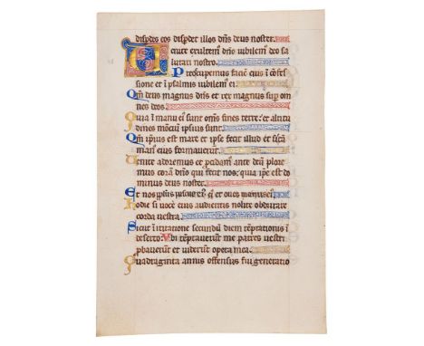 Four leaves from a lavishly illuminated Psalter, in Latin, manuscript on parchment [northern England, c. 1260-70] Four leaves