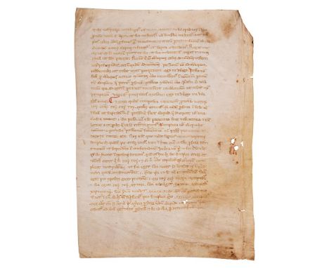 Leaf from a copy of Priscian, Institutiones Grammaticae, in Latin with occasional word in Greek, manuscript on parchment [Ita