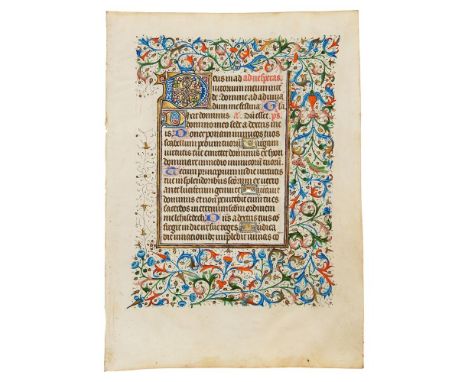 Two leaves from an opulently illuminated Book of Hours, Use of Rome, in Latin, manuscript on parchment [southern Netherlands 
