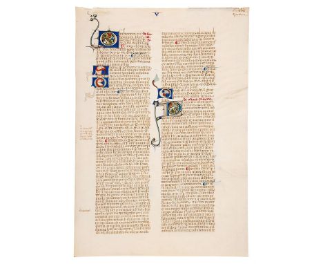 Three leaves from Innocent IV, Apparatus in Quinque Libros Decretalium, in Latin, manuscript on parchment [Italy, second half