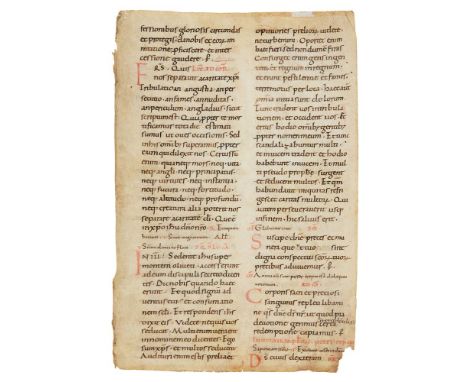 Leaf from a notably early Missal, in Latin, decorated manuscript on parchment [Germany, c. 1000 or early eleventh century] Si