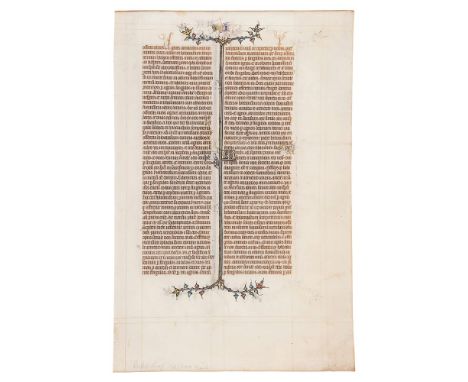 Leaf from the St Albans Abbey Bible, in Latin, illuminated manuscript on parchment [northern France (Paris), c. 1330] Single 