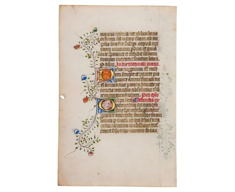 Two leaves from a notably large English Book of Hours, in Latin, illuminated manuscript on parchment [England, second quarter