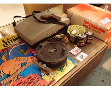 Mixed collectables including Polaroid 103 comic wooden trinket box etc