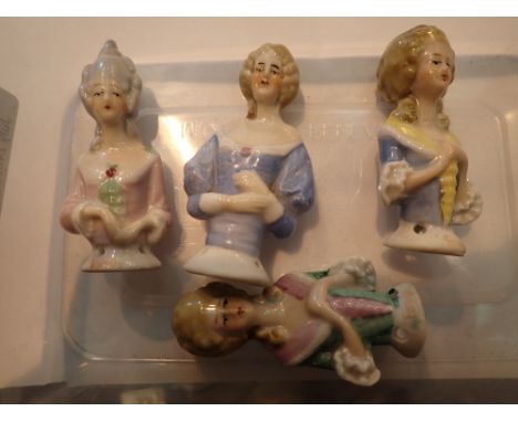 Box of ceramic lady torso dolls